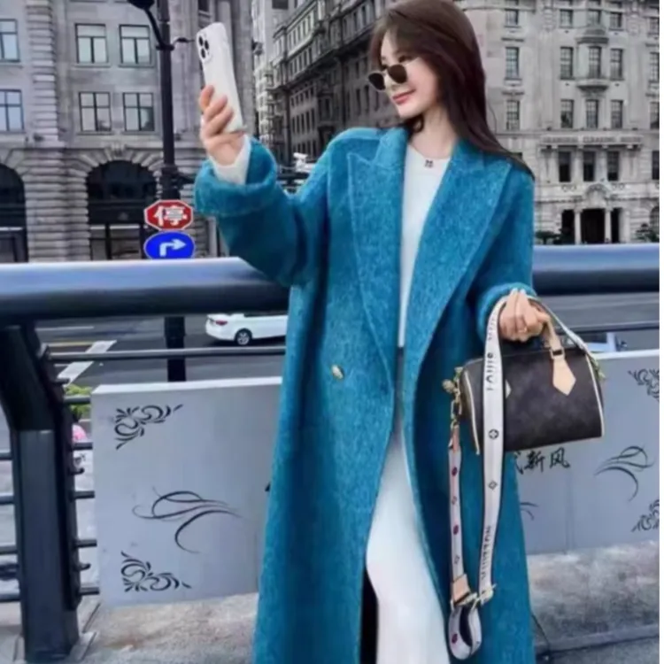 2026西装领毛呢时尚气质外套百搭网红设计师中长款宽松秋冬加厚