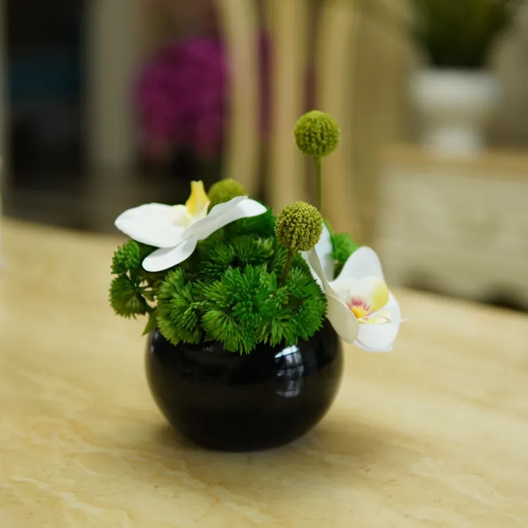 花妍仿真花精致手感保湿蝴蝶兰套装茶几鞋柜床头柜摆放