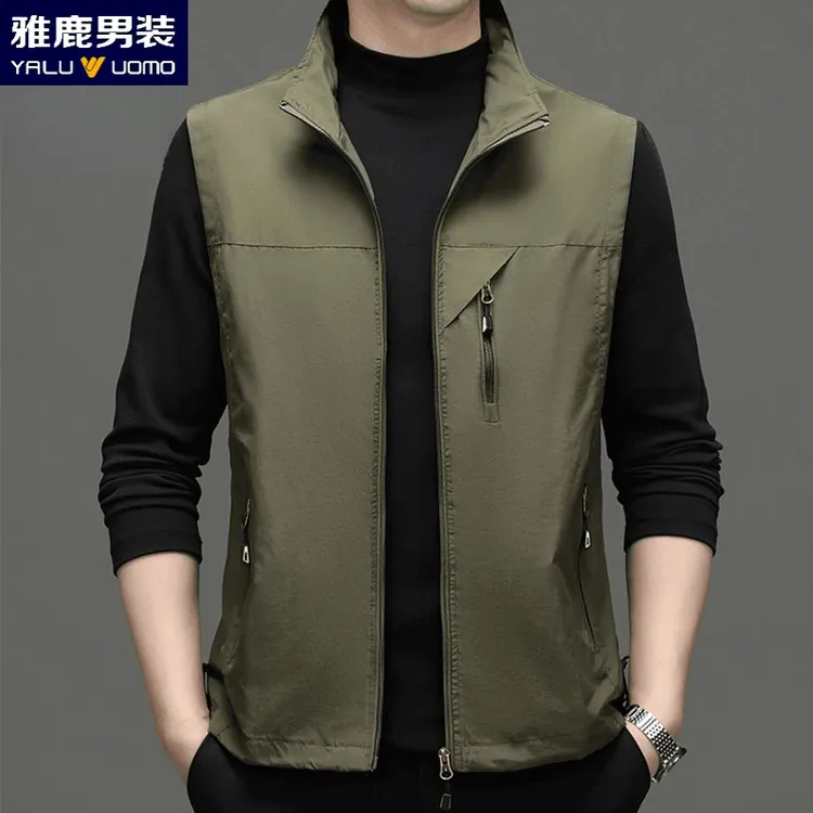 雅鹿男装秋冬新款爆款男士轻薄工装休闲马甲贴身舒适防风立领背心