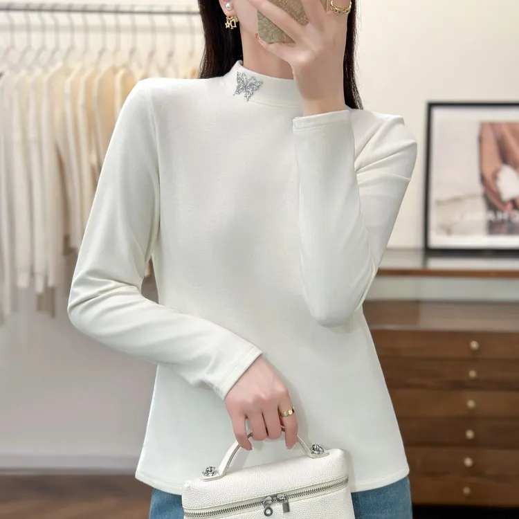 水晶之恋~设计师高定！蝴蝶烫钻潮流中领长袖！