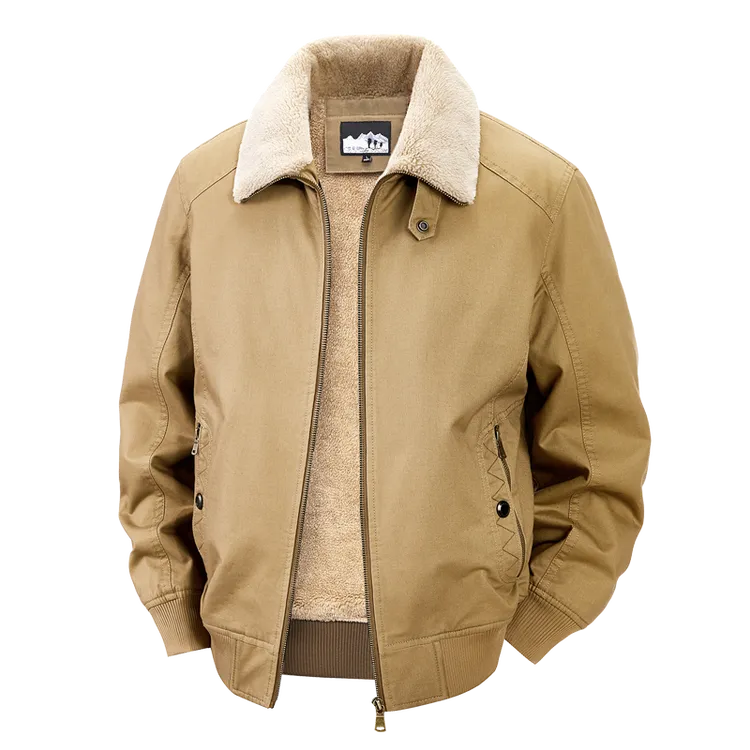 冬季新款休闲夹克男士百搭翻领加绒加厚保暖多口袋茄克外套