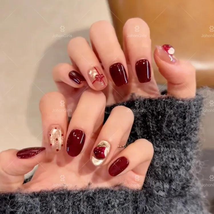 JohonGirls'/琴岛小嫚【平安喜乐】新年苹果纯手工穿戴甲显白猫眼风