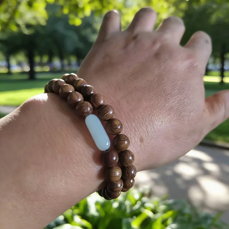 天然金丝檀木双圈手串男女士款民族风复古佛念珠情侣手链民族风格