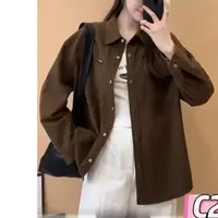 29102款加厚衬衫新款秋冬季中长款牛仔外套衬衣女装