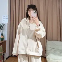 86009余小鱼【轻松衣】两色纯色连帽韩版时尚百搭秋冬外套女装