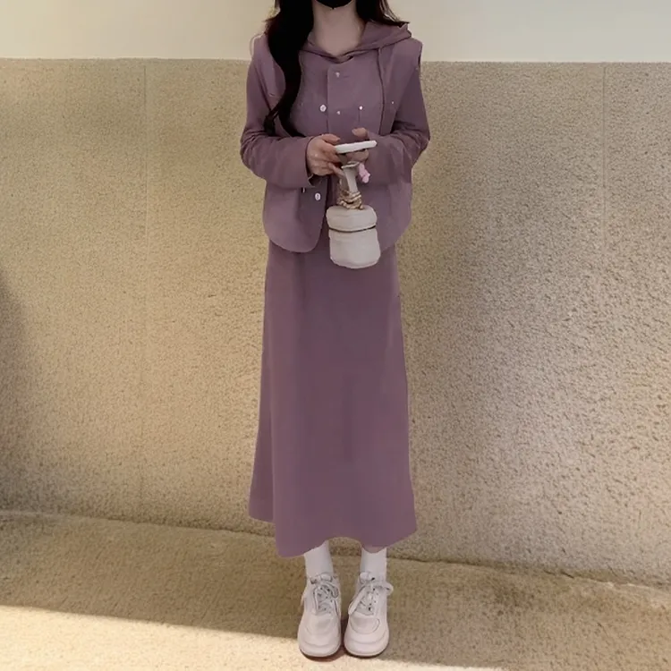 休闲连帽卫衣裙时尚套装女2025春秋季新款气质连衣裙两件套