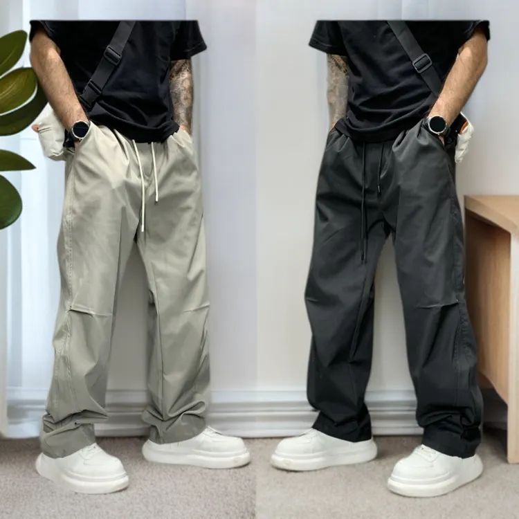 2025秋季潮牌美式男士掐褶立体剪裁宽松百搭直筒休闲裤简约时尚
