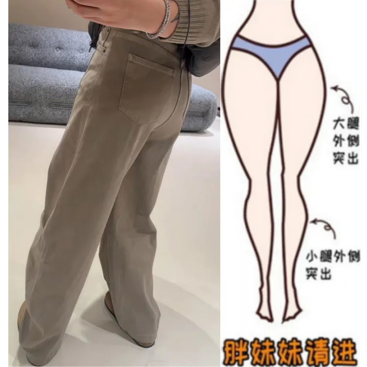 格洛森秋季新款设计高腰显瘦梨型身材时尚宽松百搭阔腿牛仔拖地裤