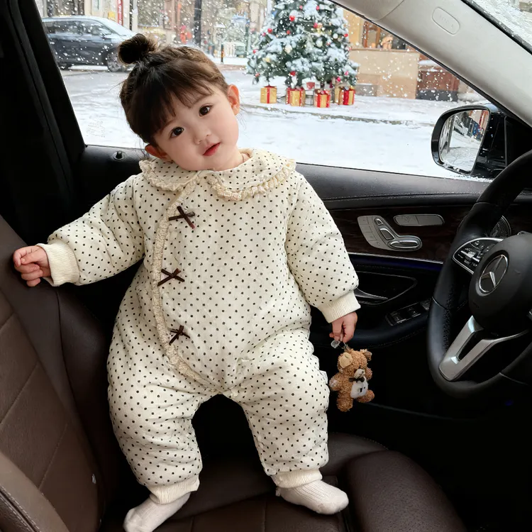 【万达专柜款】150克爬服休闲风婴儿秋冬连体衣幼儿哈衣冬季公主风