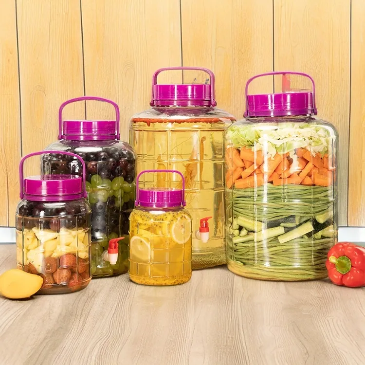 泡酒专用玻璃瓶居家日用糖蒜泡菜坛子方格玻璃瓶加厚耐用密封罐