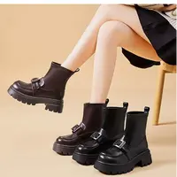 918-15 新款时尚厚底法式瘦瘦靴时装短靴加绒