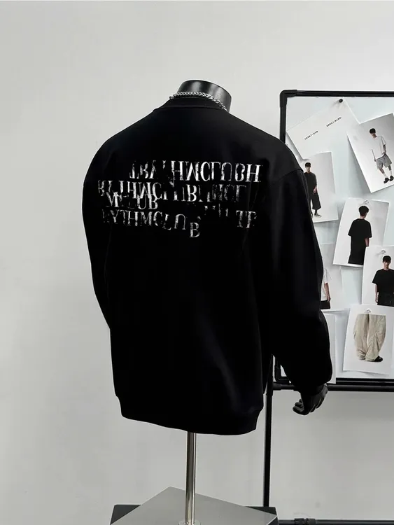 2025新款美式重磅圆领卫衣男士宽松长袖打底衫秋冬季加绒加厚上衣