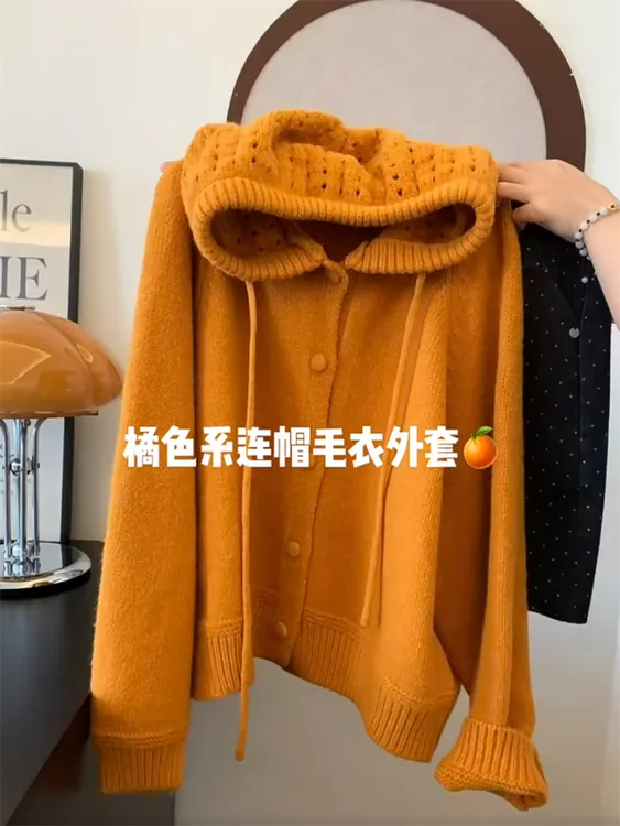 复古毛衣外套女2025新款秋冬加厚法式慵懒高级感宽松针织开衫上衣