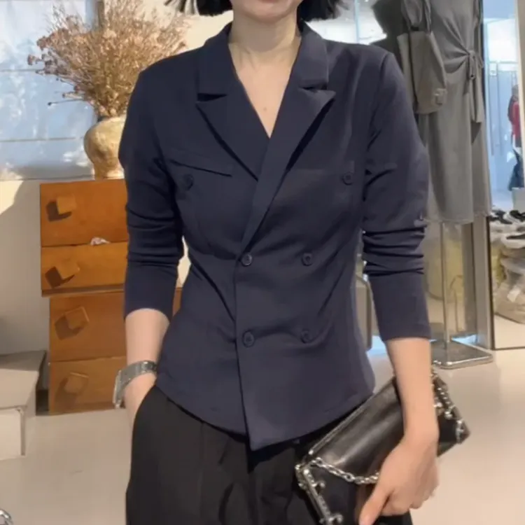 2025新款收腰设计感百搭显瘦正肩西装领上衣LK2505890