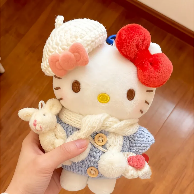 可爱毛衣围巾抱小兔kt猫书包背包挂件毛绒公仔玩偶钥匙扣新年礼物