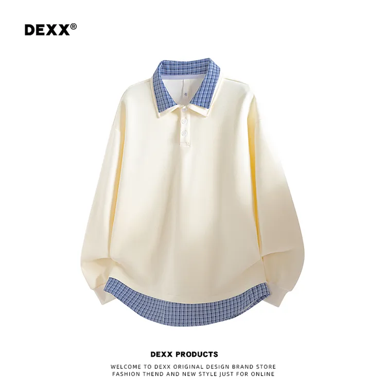 高质感文艺拼接打底卫衣男日系学院风百搭休闲针织外套男女同款