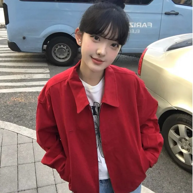 红色夹克短外套女春秋季2025新款早秋流行穿搭韩系休闲棒球服上衣