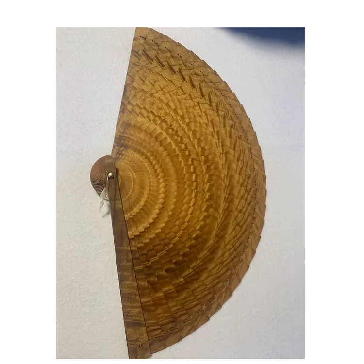金丝楠木小叶苏扇水波带闪电纹21cm