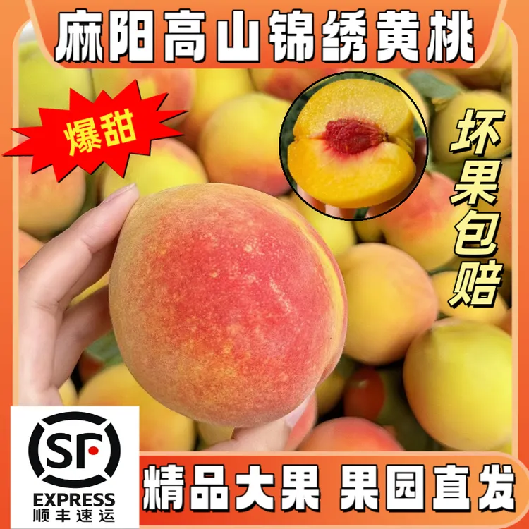 【顺丰】湖南怀化麻阳高山路天锦绣黄桃当季新鲜大果脆桃红心整箱