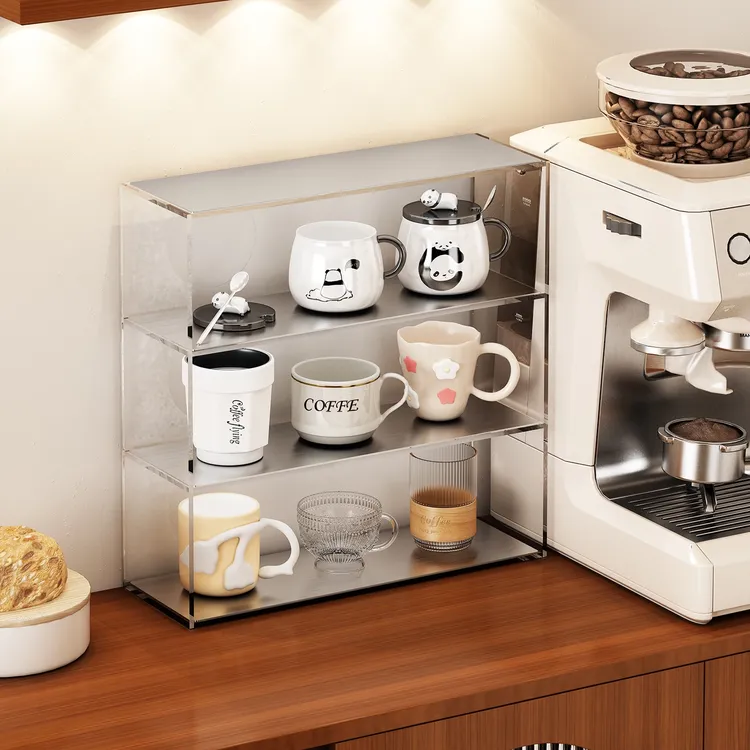 304不锈钢杯子收纳整理架办公室桌面咖啡角布置马克杯水杯展示架