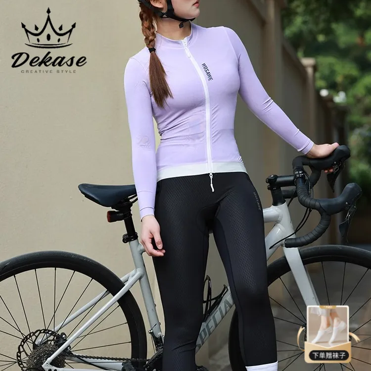 DEKASE骑行服女春秋季透气长袖公路自行车修身显瘦薄款骑行裤套装