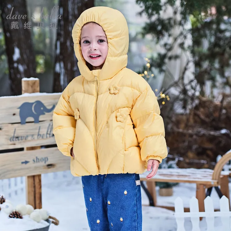 戴维贝拉女童短款羽绒服冬装女宝宝A类外套儿童防水上衣DB4254111