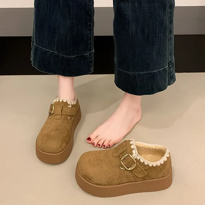 全包女款勃肯鞋厚底增高秋冬季2025新款乐福加绒棉鞋复古博肯单鞋