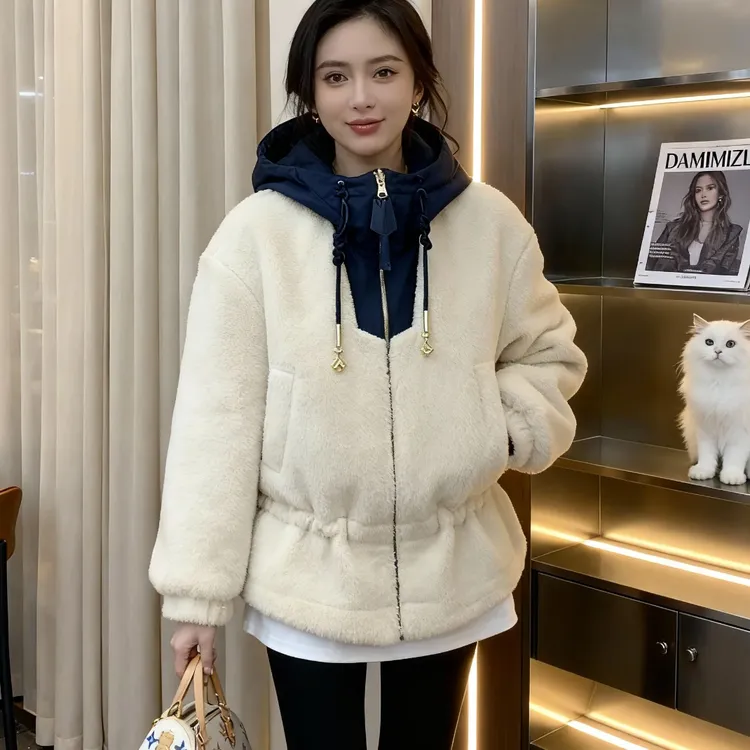 时尚休闲Honey/Slurp幂幂/圣诞滑雪系列/老花两面穿羊羔绒外套