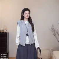 （6-8运贴）韩系马甲外套秋冬简约叠穿拉链无袖夹克上衣女