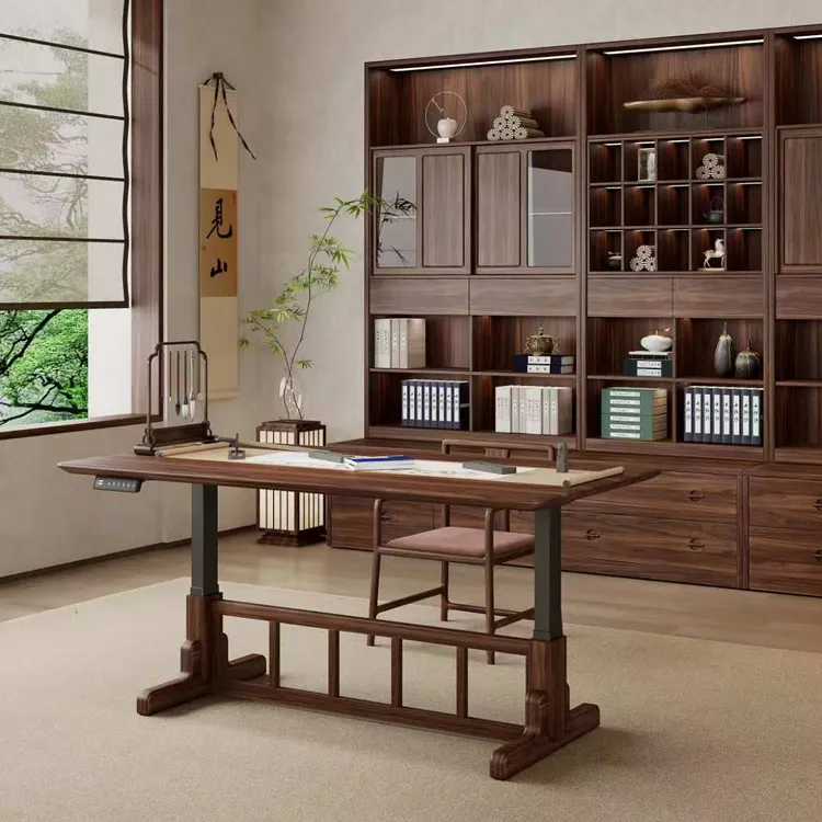 茶知道宋式美学电动升降书桌茶几茶桌实木餐桌去客厅化大板桌