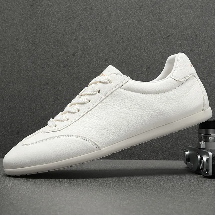 软牛皮男鞋2025新款秋季软底薄款透气真皮小白鞋平底耐磨休闲皮鞋