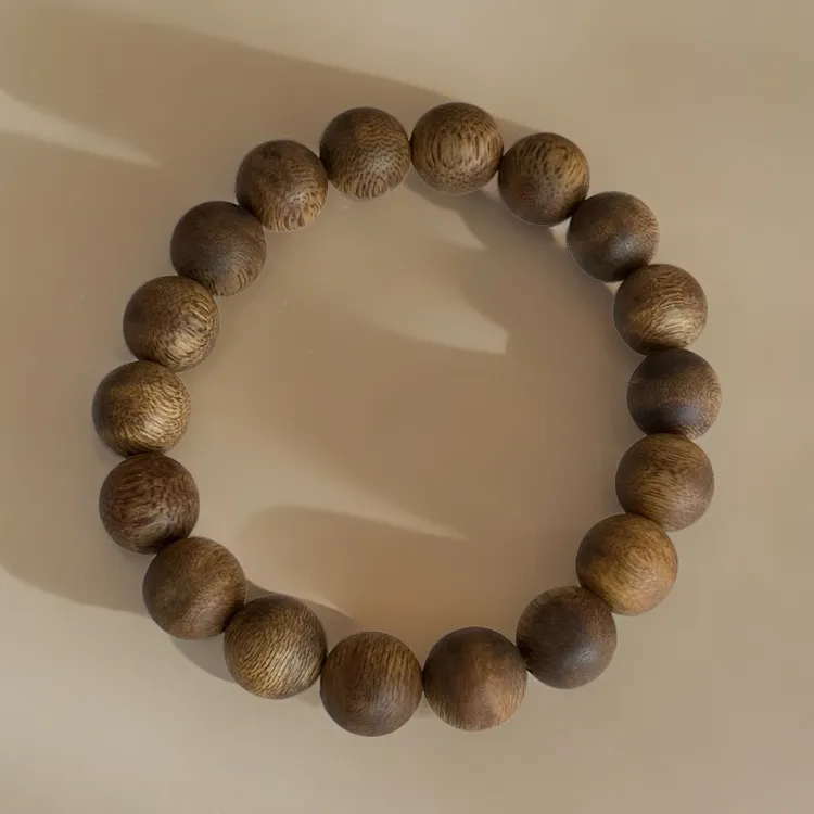 沉香手串乌身圆叶绿奇楠沉香10mm圆珠单圈沉香手串100%真品