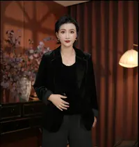 5108女士新款百搭西装插肩袖长袖植绒常规款时尚重工休闲上衣