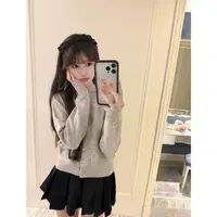 韩系穿搭短款针织开衫女秋季百搭毛衣外套上衣Q 9530#