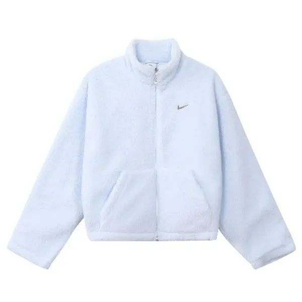 Nike 纯色立领拉链休闲宽松加厚绒感外套 FV4009-423