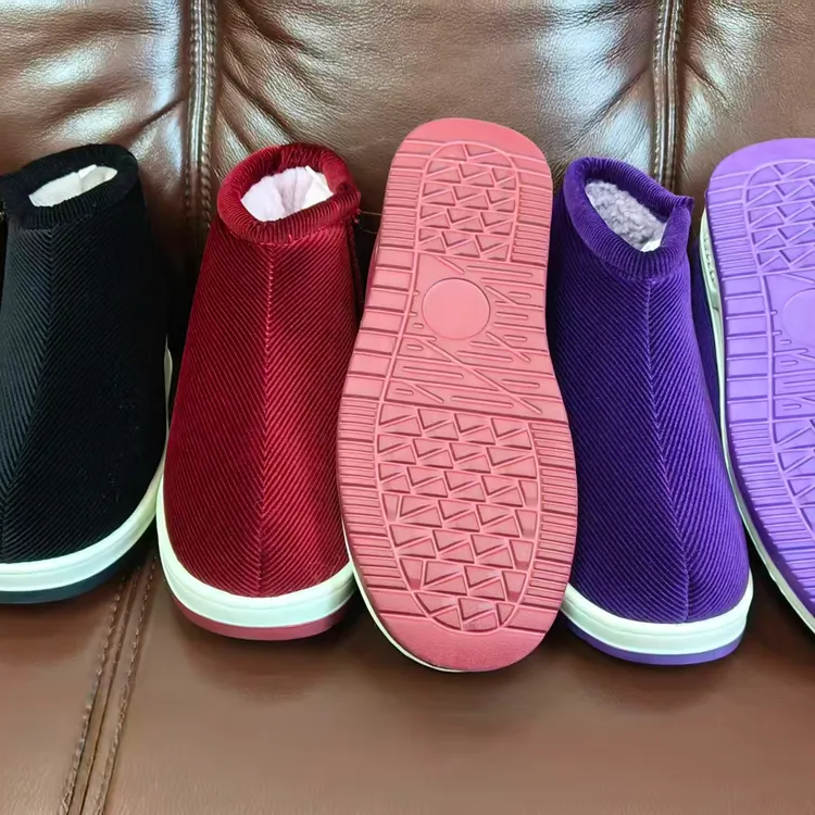 防滑双色底手工拉链棉鞋（纯手工加绒加厚保暖棉鞋+防滑运动底）