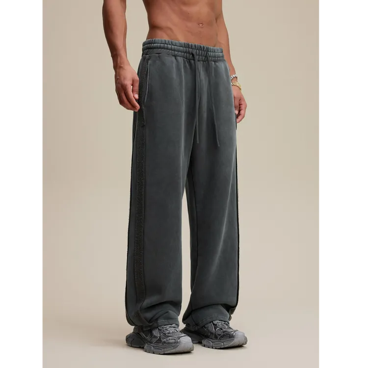 DKS 磨毛加绒做旧卫裤秋冬季美式潮牌西海岸复古水洗运动休闲长裤