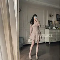【现货】LUOLUOZ【法兰西日落】气质长袖绝美收腰秋季短款连衣裙JF955