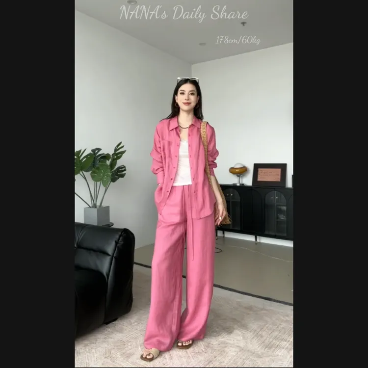 D&MX studio丨夏日时刻 苎麻天丝混纺玫粉套装1689高个子气质