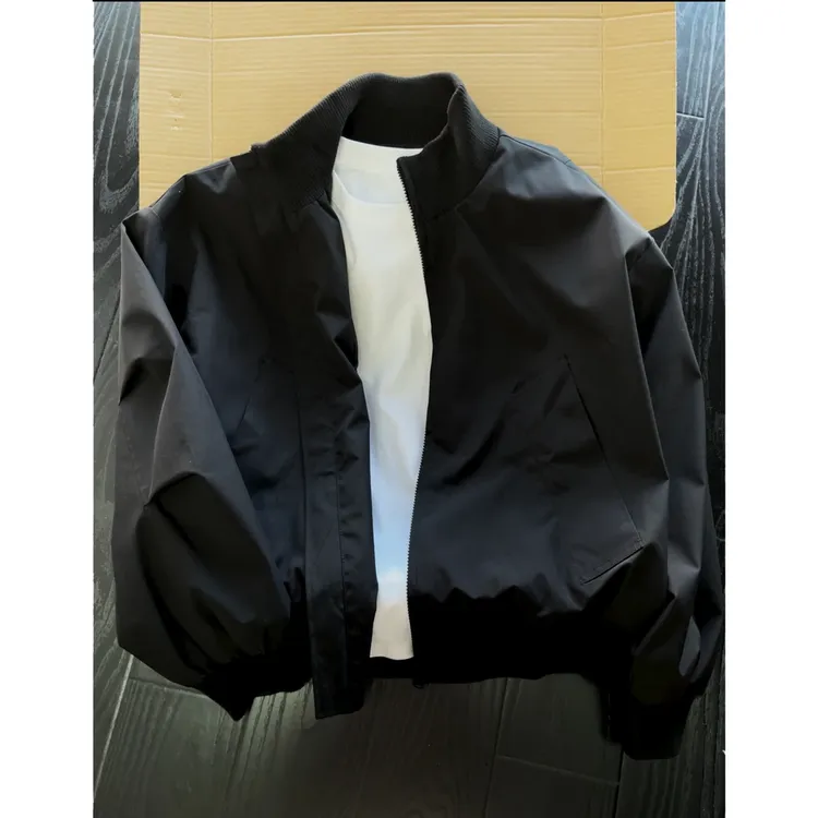 美式bomber飞行员夹克外套男款春秋季cleanfit廓形短款高街棒球服