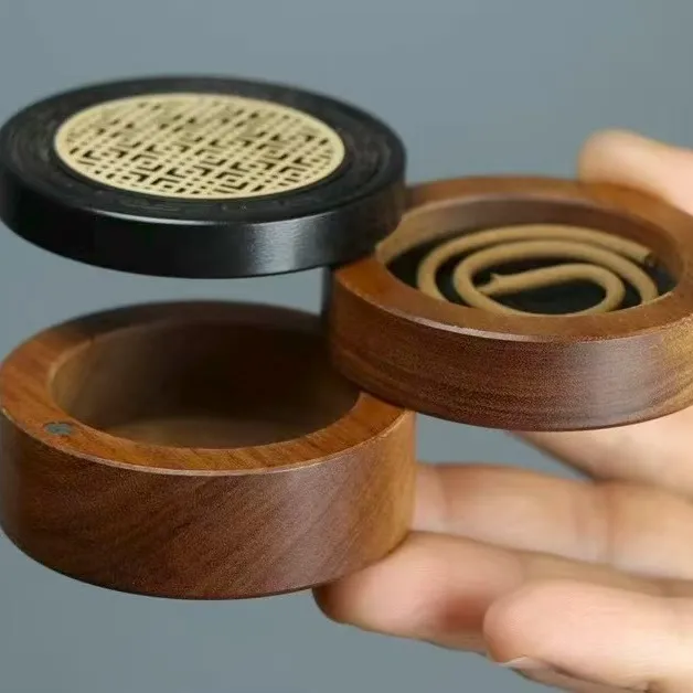 仿古镂空禅意香薰盒家用办公茶道室内净化香炉