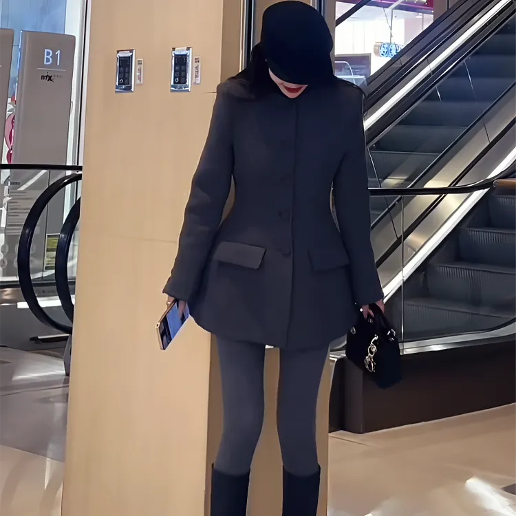 气质显瘦小蛮腰西装外套女中长款2025秋季新款韩系时尚西装外套女