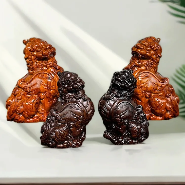 黑檀木雕刻招财独角貔貅摆件皮丘办公室开业乔迁送礼物工艺品摆件
