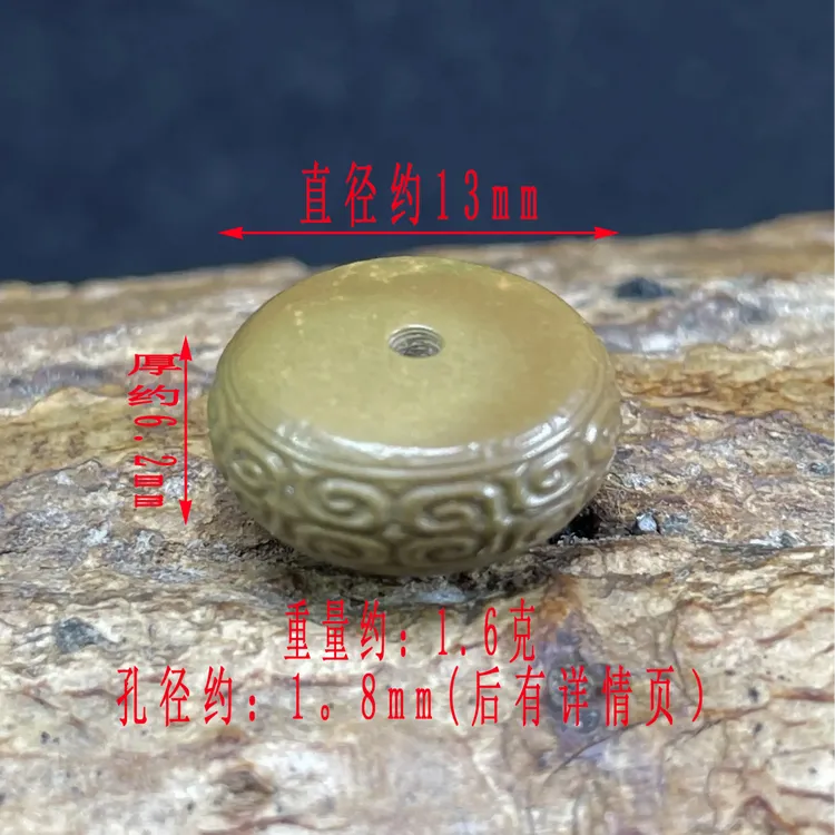 保真正品天然原矿绿松石特色咖啡色手工雕刻回纹鼓珠隔珠单珠配珠
