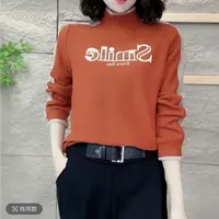 秋冬新时尚半高领长袖德荣打底衫女洋气质百搭保暖上衣（字母德荣