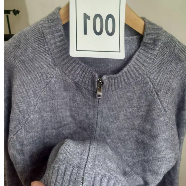 001短款宽松纯色秋季毛针织衫休闲洋气棒球服