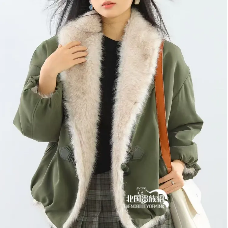 时尚皮草派克服女2025秋冬新款两面穿毛绒夹克毛毛外套