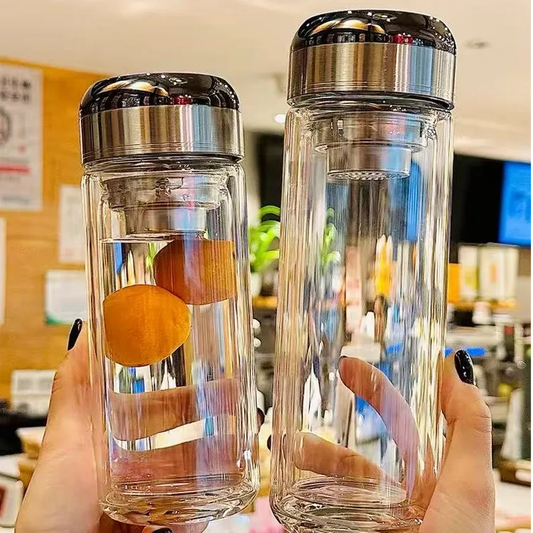 精品黑武士天使之眼水杯高档双层加厚玻璃杯商务车载隔热茶水茶杯