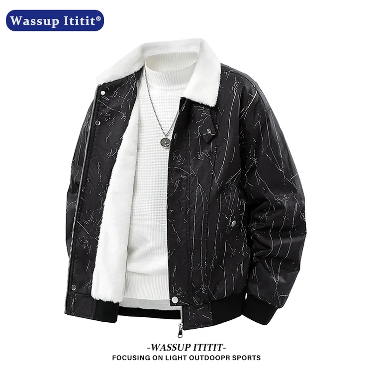 WASSUP ITITIT时尚保暖棉服休闲港风宽松夹克冬季新款翻领外套男