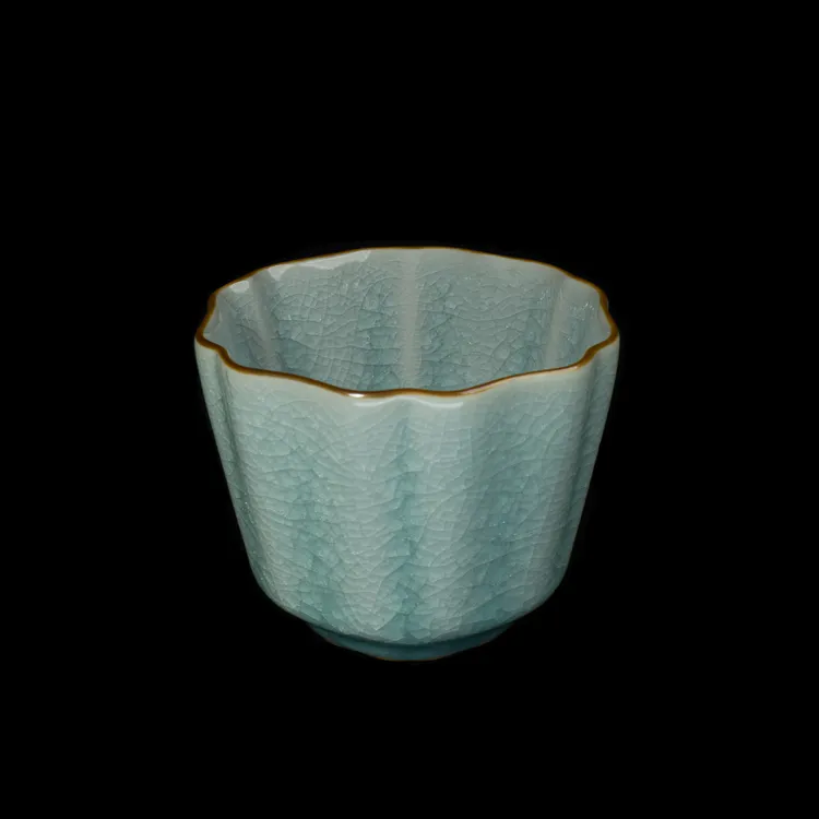 樊立老师 兰花杯 鱼鳞冰花纹 功夫茶盏家用茶具